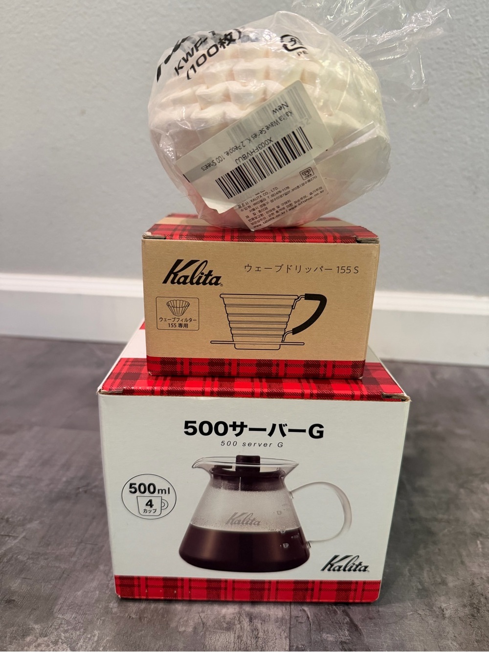 Kalita Pour-Over Dripper, Server, and Filters
